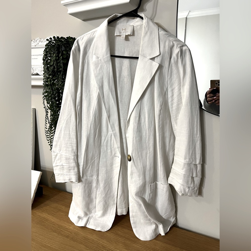 HALSTON Lightweight White Women’s Blazer - Size L